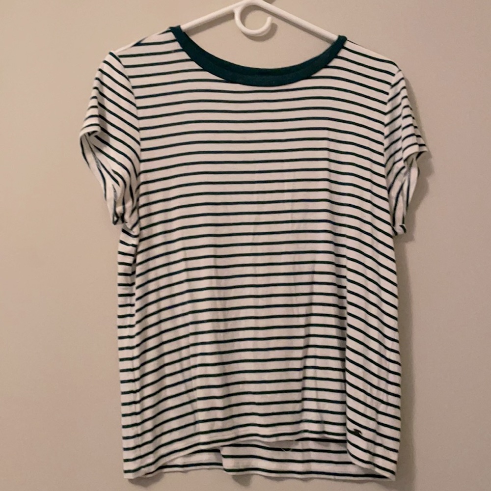 American Eagle forest green striped T-shirt